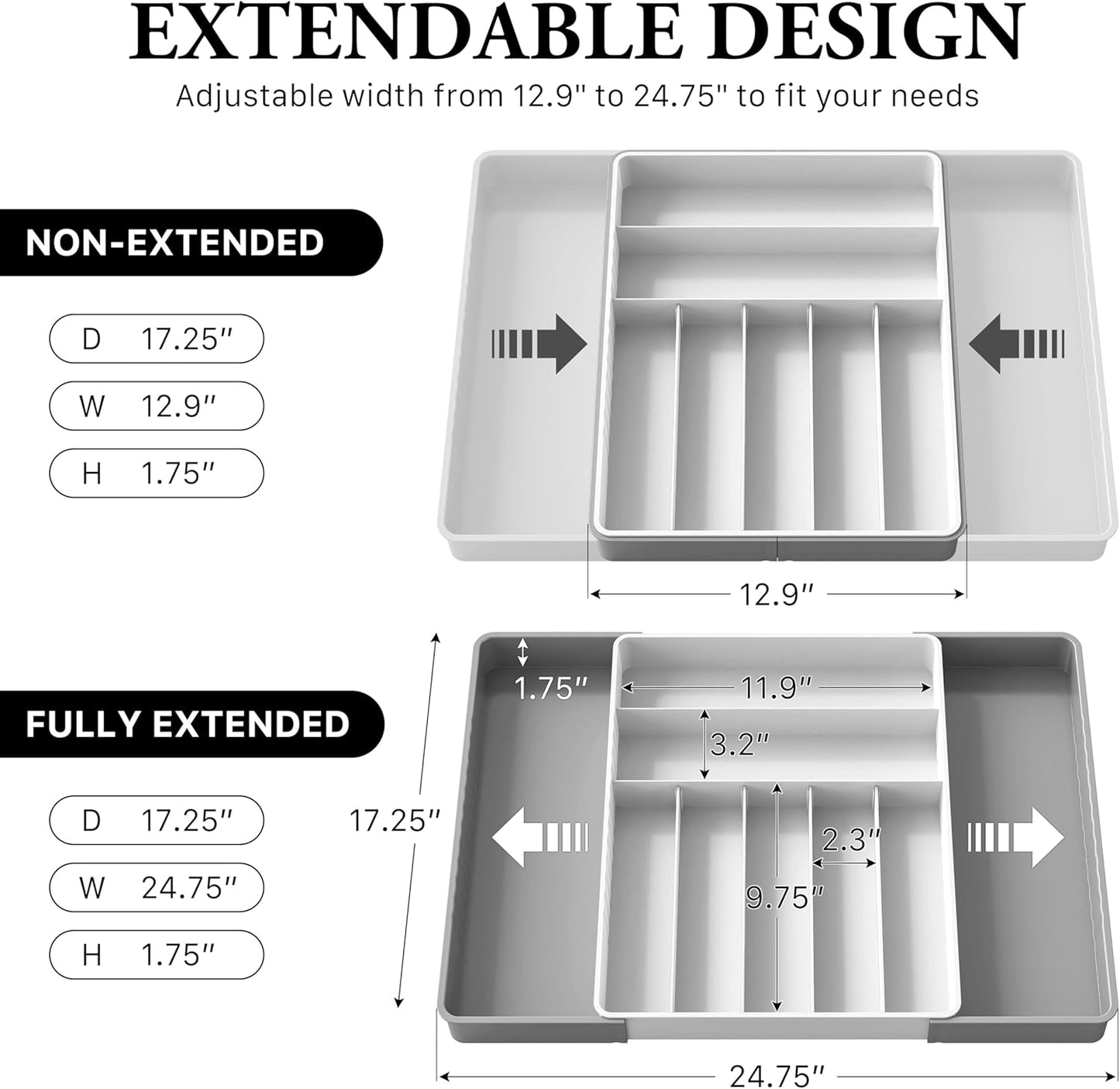 Simple Houseware Utensil Racks Expandable Cutlery Drawer Organizer NEW