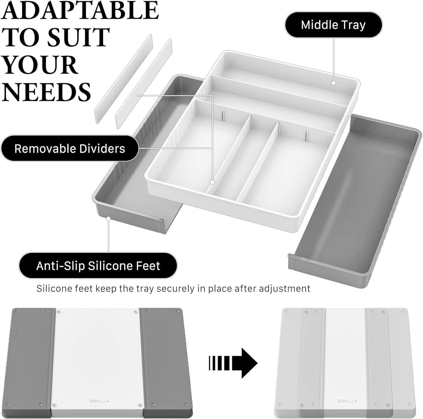 Simple Houseware Utensil Racks Expandable Cutlery Drawer Organizer NEW