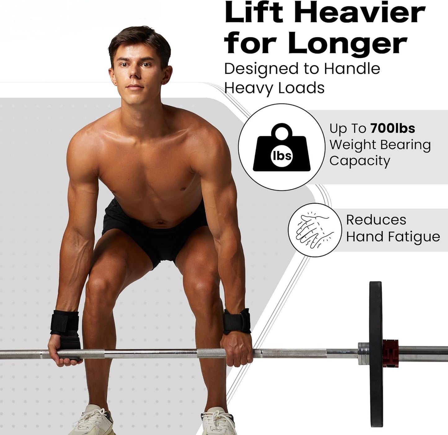 VALEO Nylon Weight Lifting Hooks Straps with Hand Grip Support, One Size DEMO