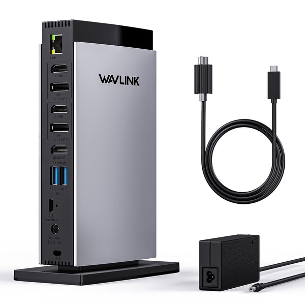 WAVLINK USB-C Triple Monitor Docking Station with 130W Power Delivery for