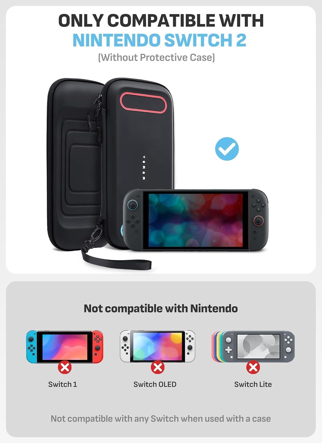 Mumba Protective Cases Carrying Case for Nintendo Switch 2 in Black - DEMO