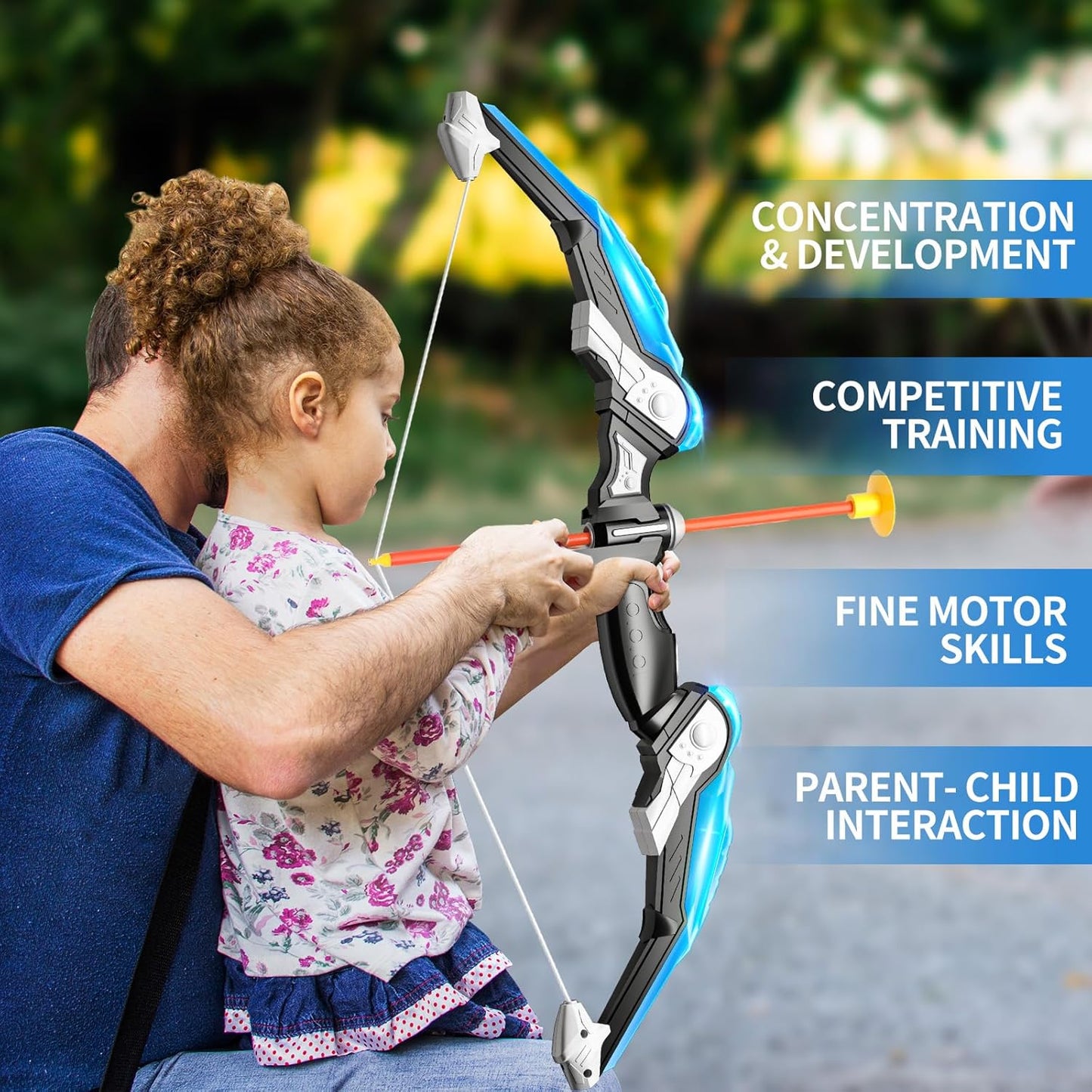 TEMI Bow Toy Weapons and Arrow Set for Kids with LED Lights Archery Toy NEW