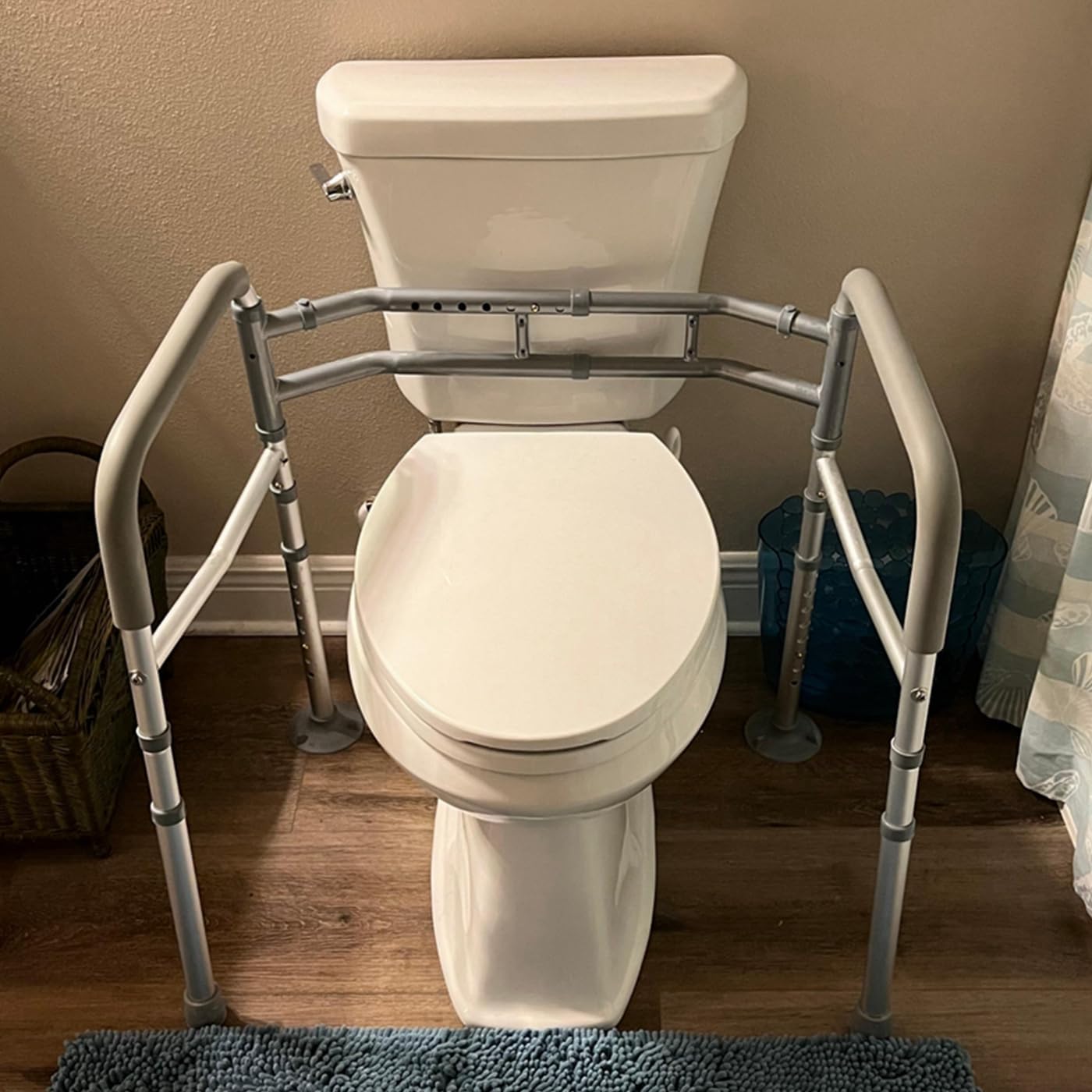 Standalone Toilet Safety Rails with Grab Bars & Handles, Silver NEW