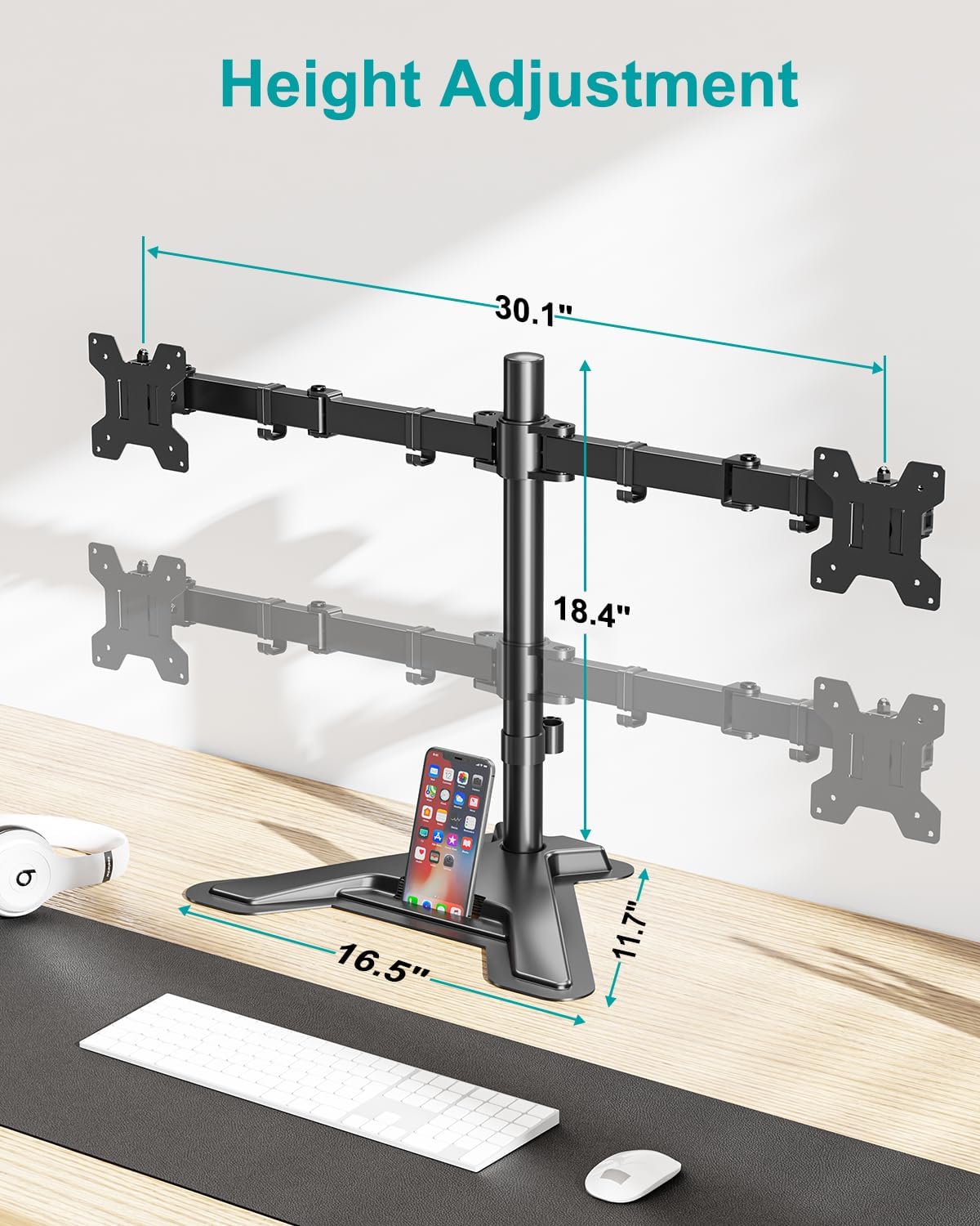 Mount Pro Dual Monitor Desk Stand Full Motion Adjustable Aluminum Alloy NEW