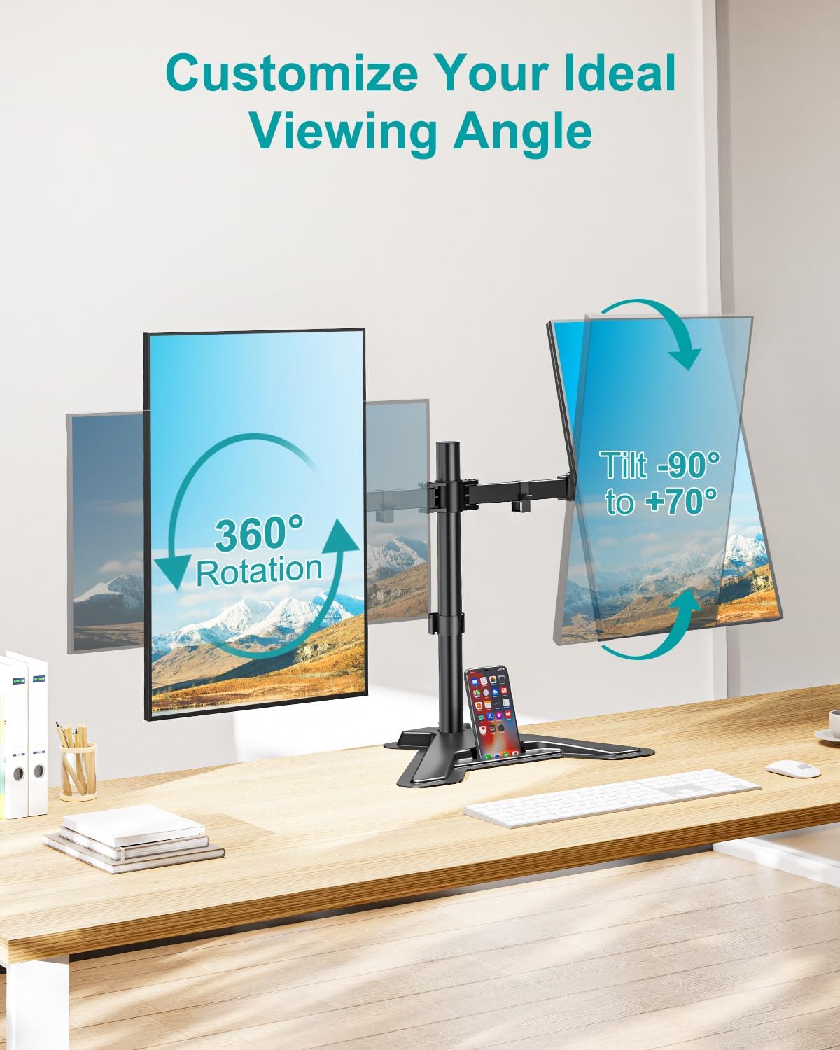 Mount Pro Dual Monitor Desk Stand Full Motion Adjustable Aluminum Alloy NEW