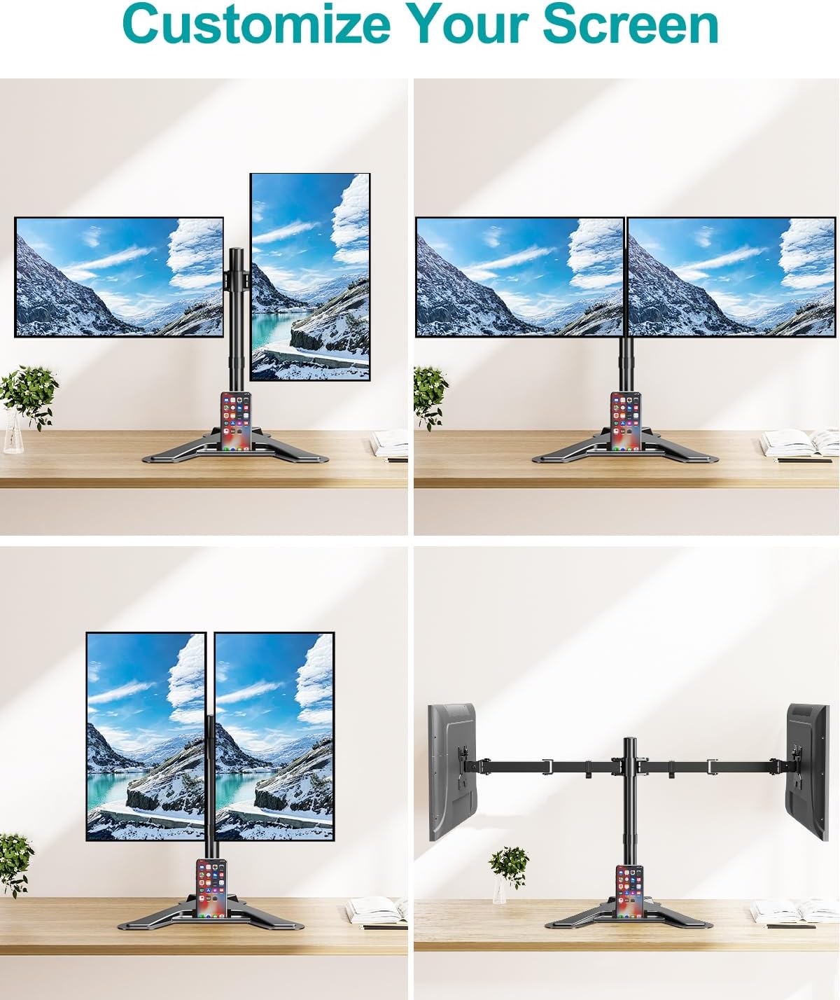 Mount Pro Dual Monitor Desk Stand Full Motion Adjustable Aluminum Alloy NEW