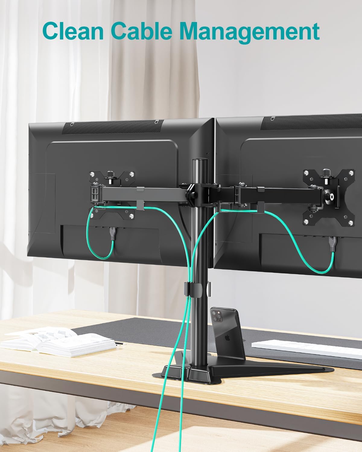 Mount Pro Dual Monitor Desk Stand Full Motion Adjustable Aluminum Alloy NEW