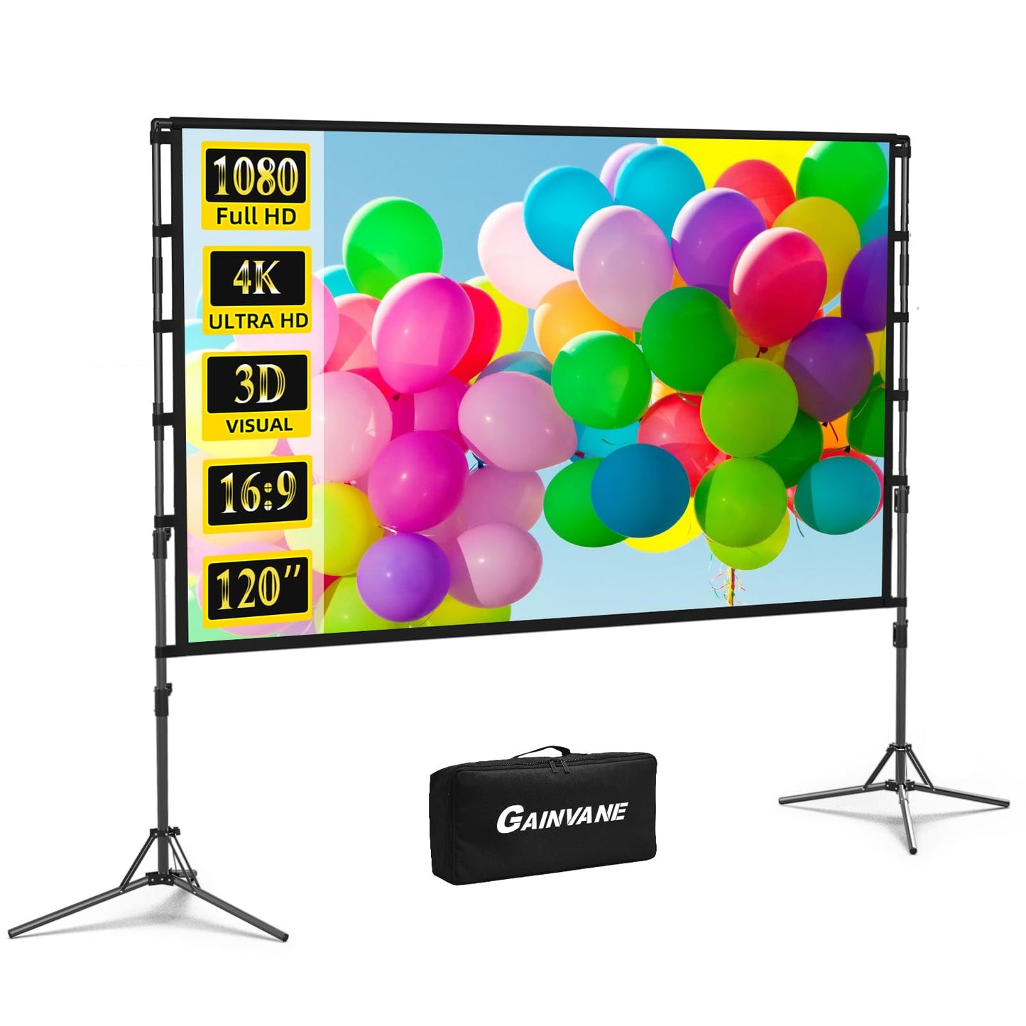 GAINVANE Portable Projection Screen for Indoor and Outdoor Home Theater Use DEMO