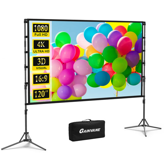 GAINVANE Portable Projection Screen for Indoor and Outdoor Home Theater Use DEMO