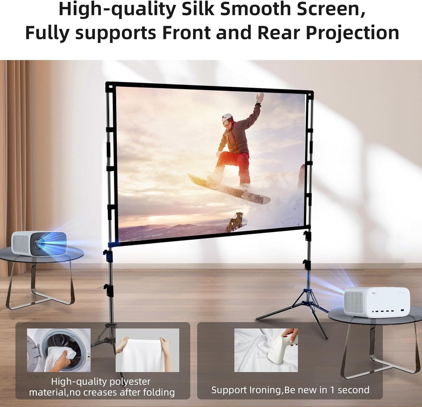 GAINVANE Portable Projection Screen for Indoor and Outdoor Home Theater Use DEMO