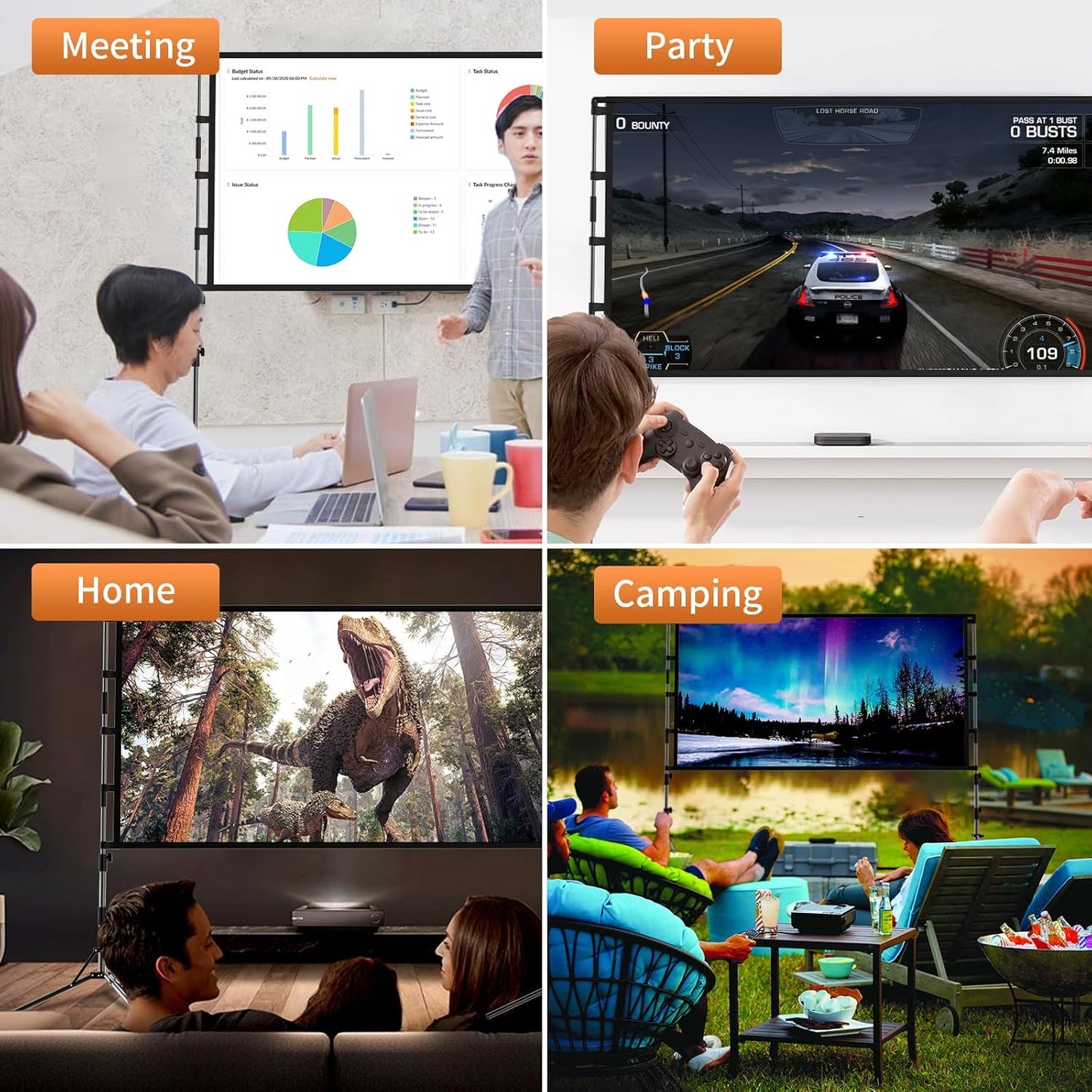 GAINVANE Portable Projection Screen for Indoor and Outdoor Home Theater Use DEMO