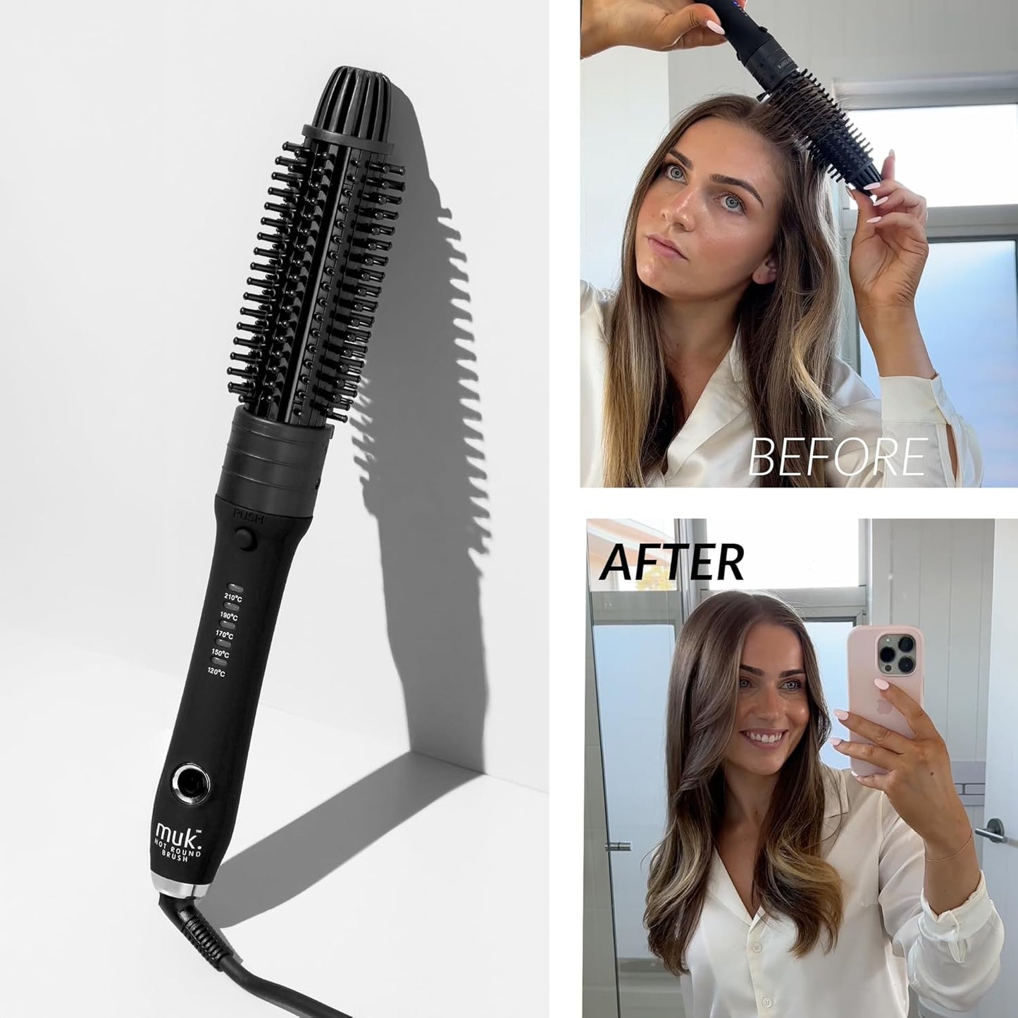 MUK. Hot Round Hair Styling Brush with Interchangeable Ceramic Barrels NEW