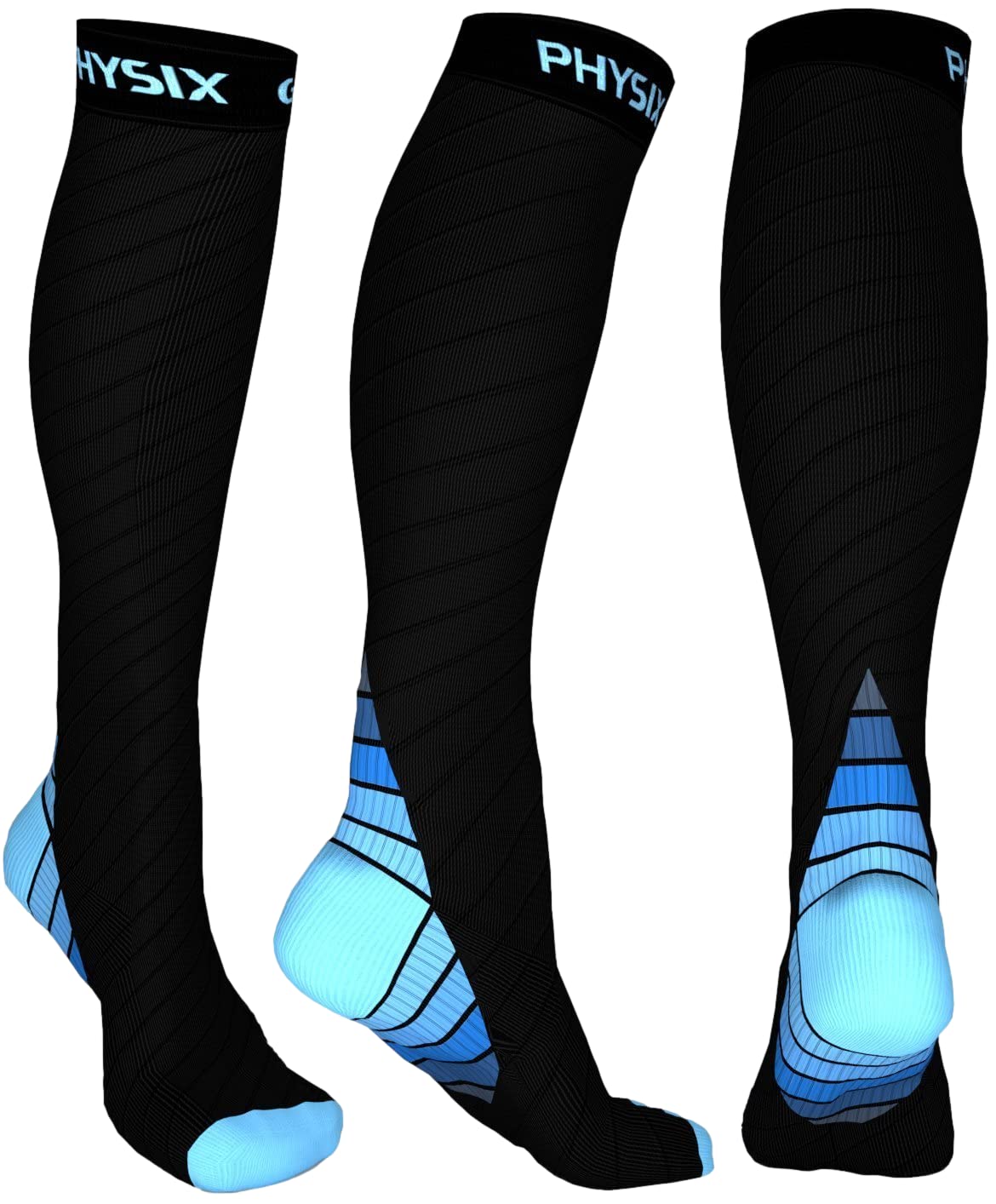 Physix Gear Sport Compression Socks 20-30 mmHg for Men & Women, XXL NEW