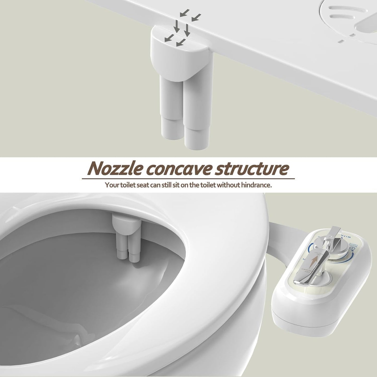WITHLENT Self-Cleaning Bidet Toilet Seat with Control Panel, White, DEMO