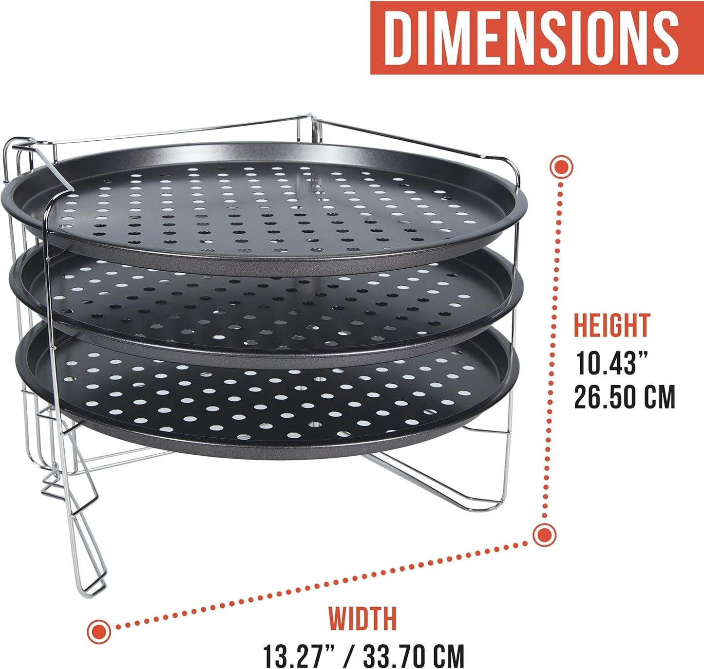 Chef Pomodoro 13 Inch Pizza Pans Set with Rack Non-Stick Stainless Steel NEW