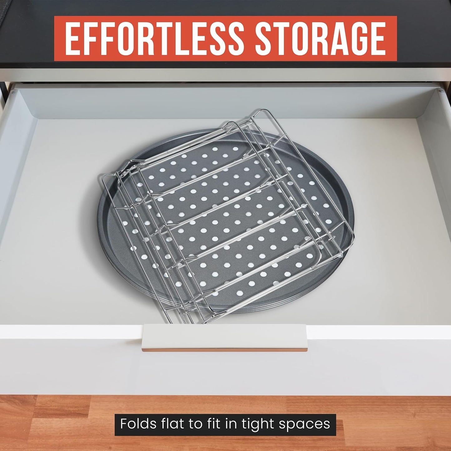 Chef Pomodoro 13 Inch Pizza Pans Set with Rack Non-Stick Stainless Steel NEW