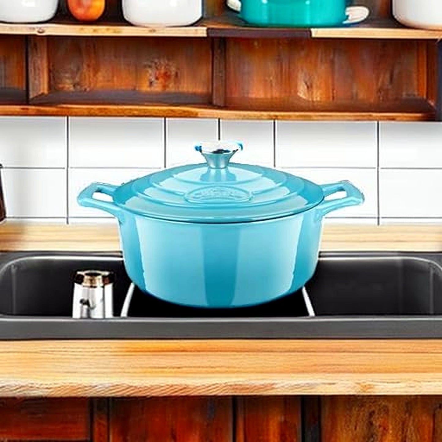 La Cuisine Enameled Cast Iron Dutch Oven Casserole Dish Pot with Lid, 2.1 NEW