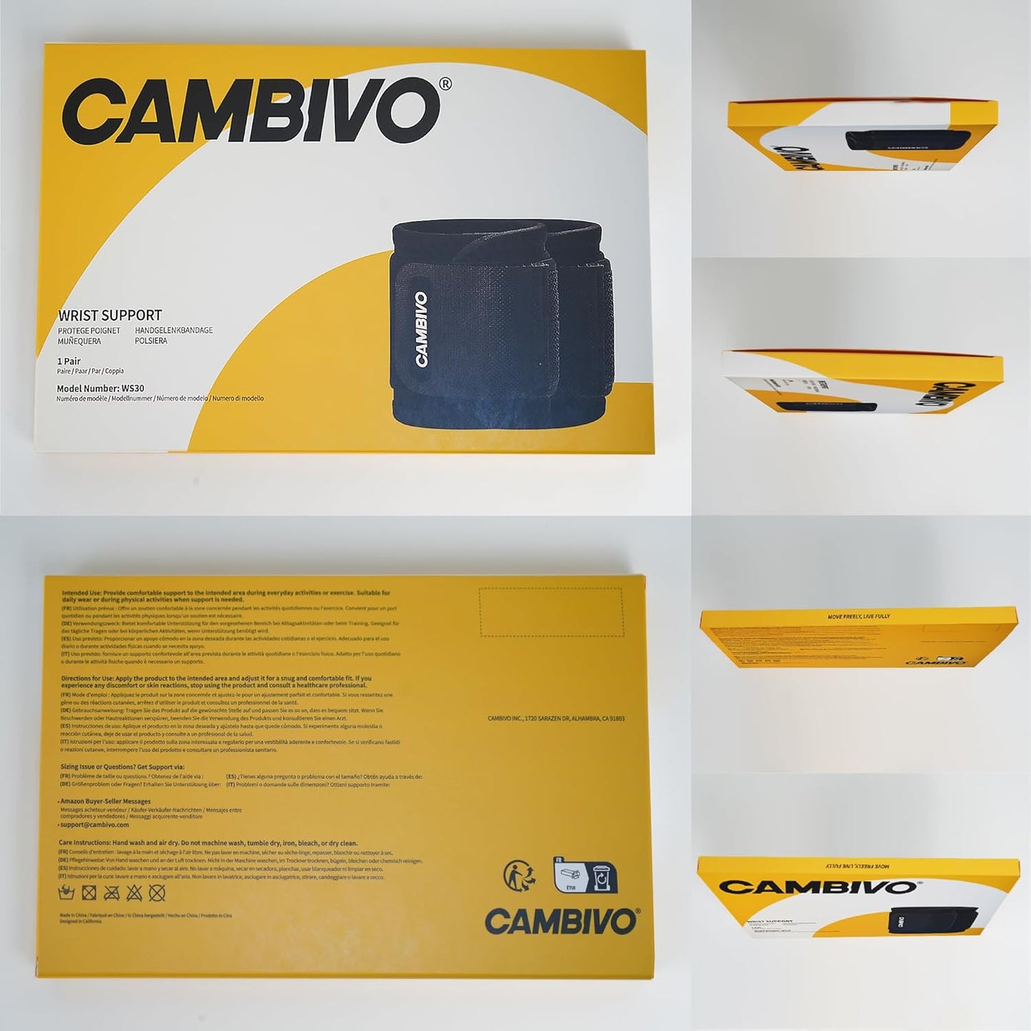 CAMBIVO Adjustable Compression Wrist Brace for Hand & Support, One Size NEW