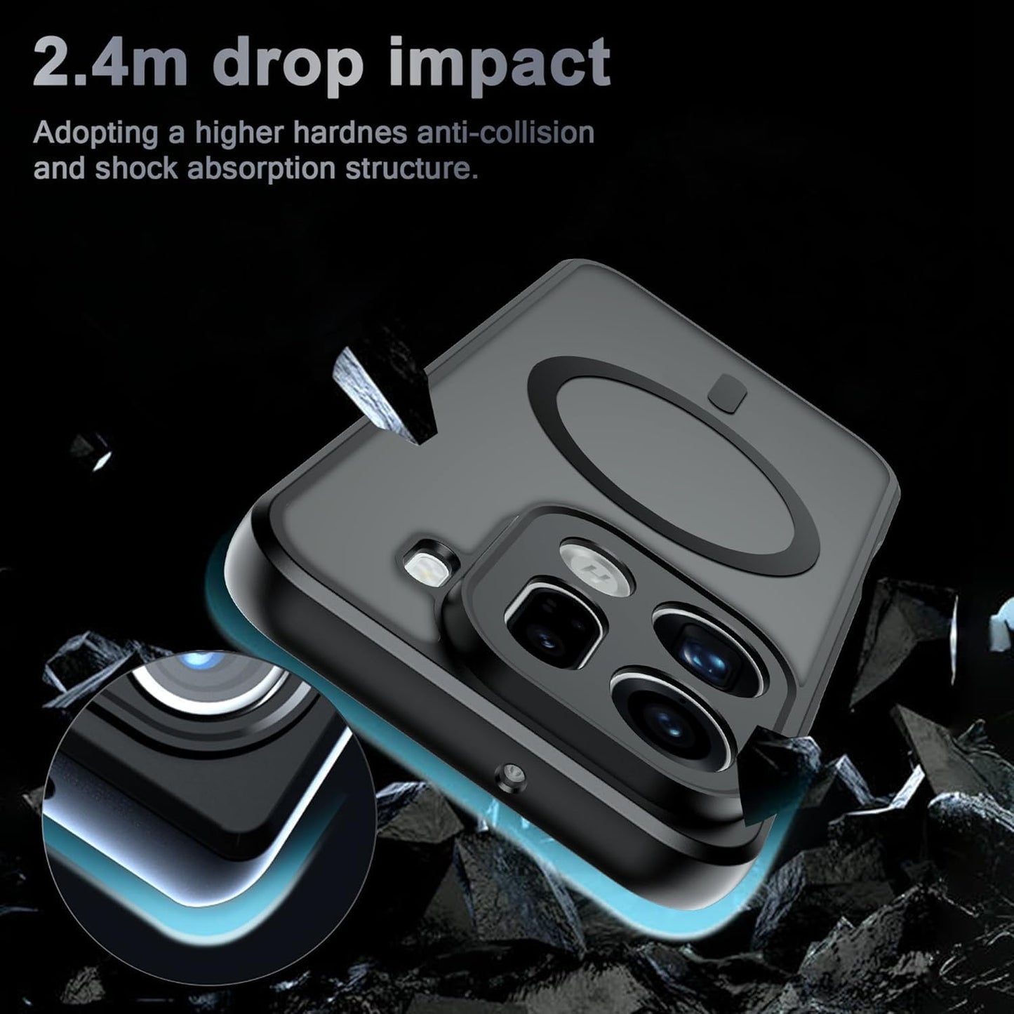 Guizzcg Matte Black Magnetic Phone Case for Oppo Find X9 Pro 2023 NEW