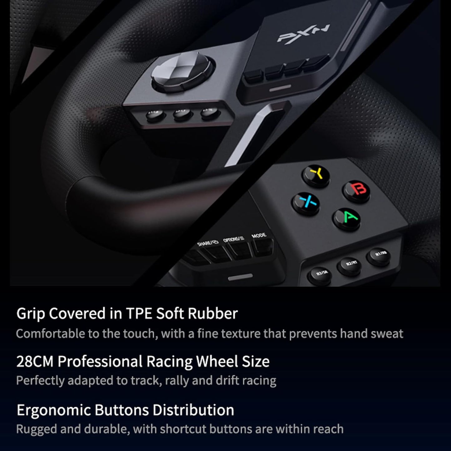 PXN V9 Controllers Black PC Racing Wheel with Pedals and Shifter, 270/900 DEMO