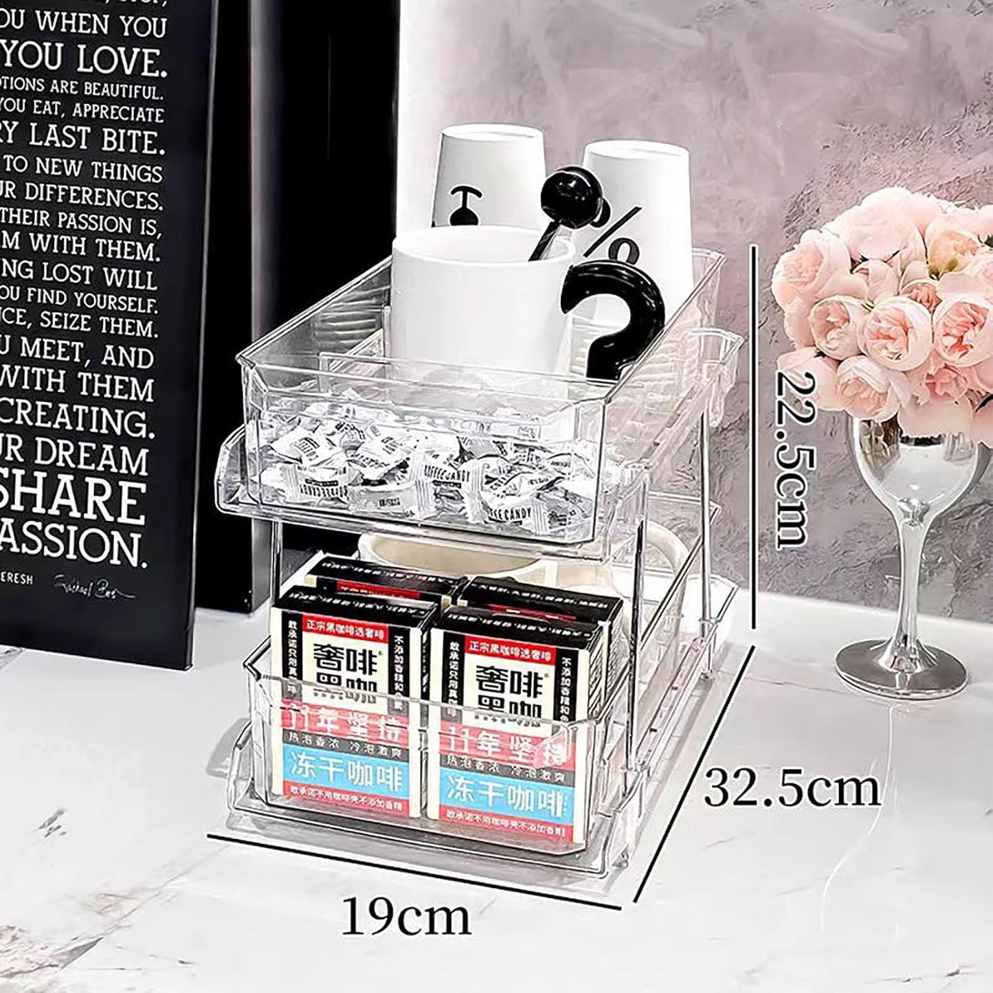 2-Tier Clear Pull Out Cabinet Organizer for Pantry, Under Sink Storage NEW