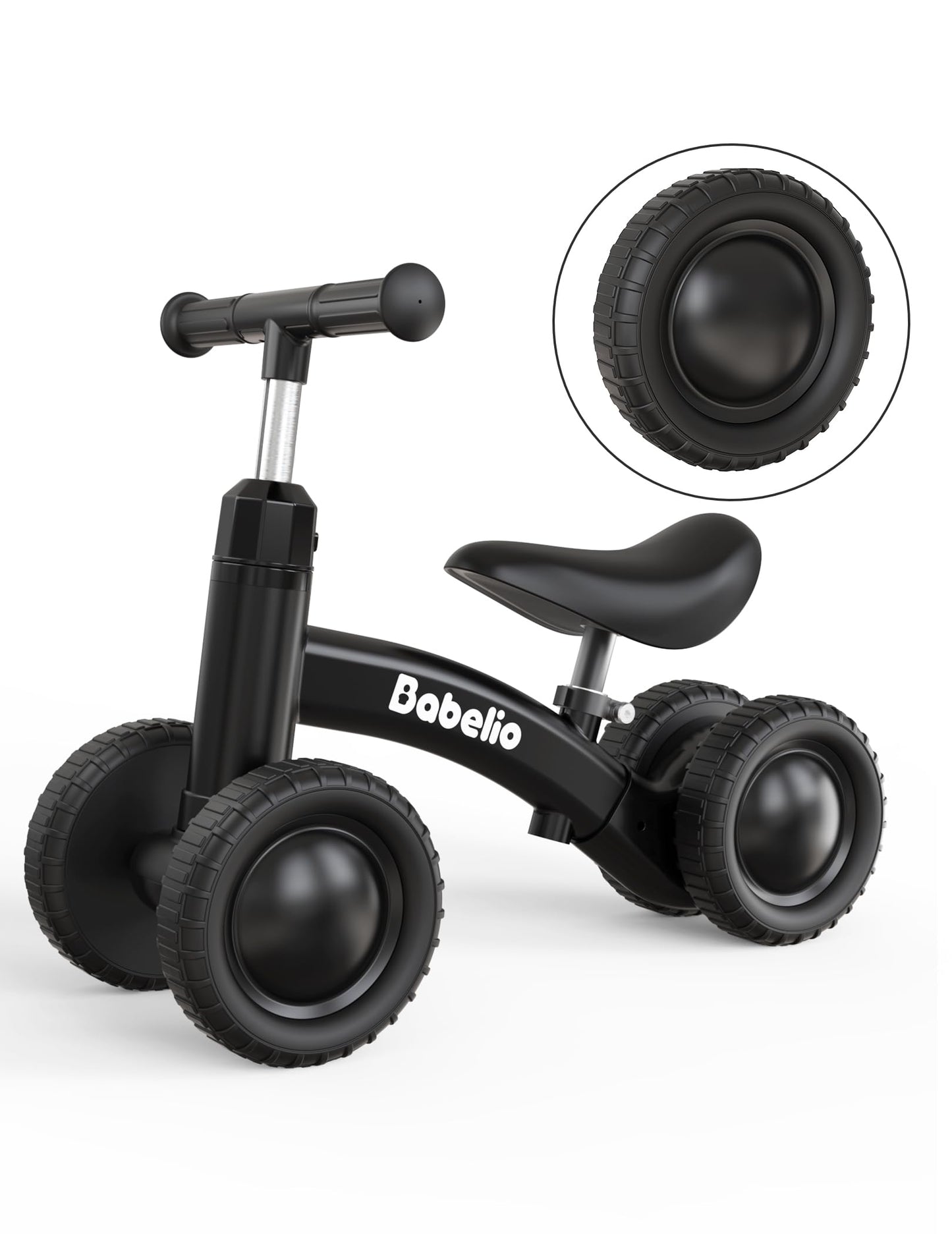 Babelio Black Medium Balance Bike for Toddlers 10-36 Months, Adjustable DEMO