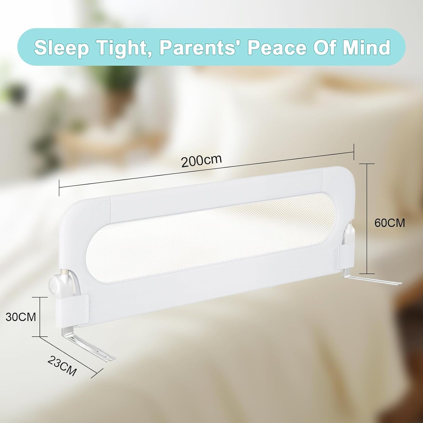 Omebel White Toddler Bed Rail Guardrail Safety Barrier for Kids, DEMO