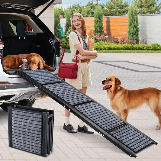 Foldable Non-Slip Aluminium Dog Car Ramp Grey Vehicle Ramps for Pets NEW