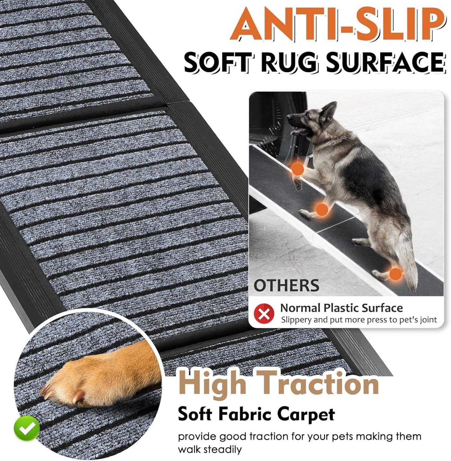 Foldable Non-Slip Aluminium Dog Car Ramp Grey Vehicle Ramps for Pets NEW