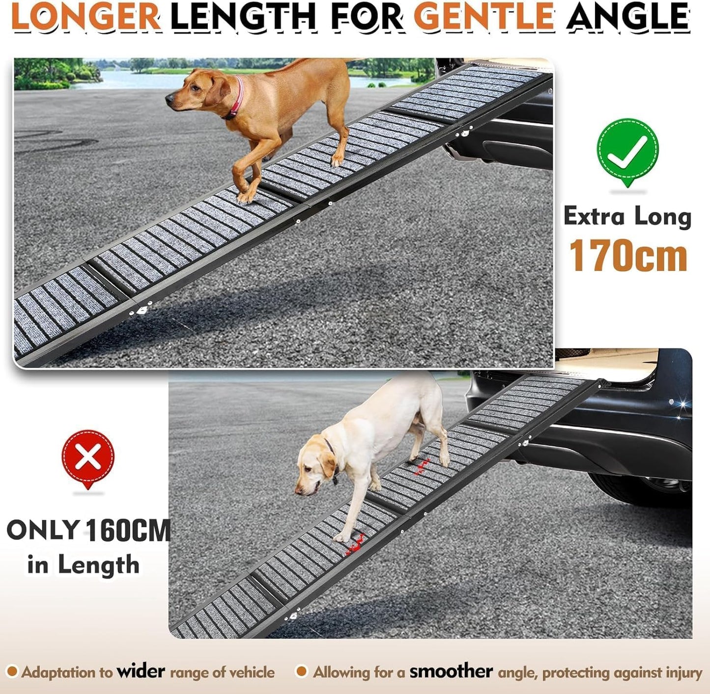 Foldable Non-Slip Aluminium Dog Car Ramp Grey Vehicle Ramps for Pets NEW