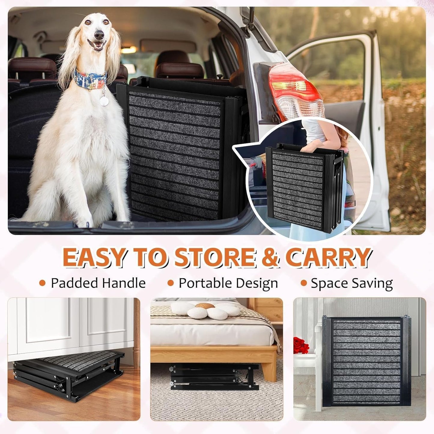 Foldable Non-Slip Aluminium Dog Car Ramp Grey Vehicle Ramps for Pets NEW
