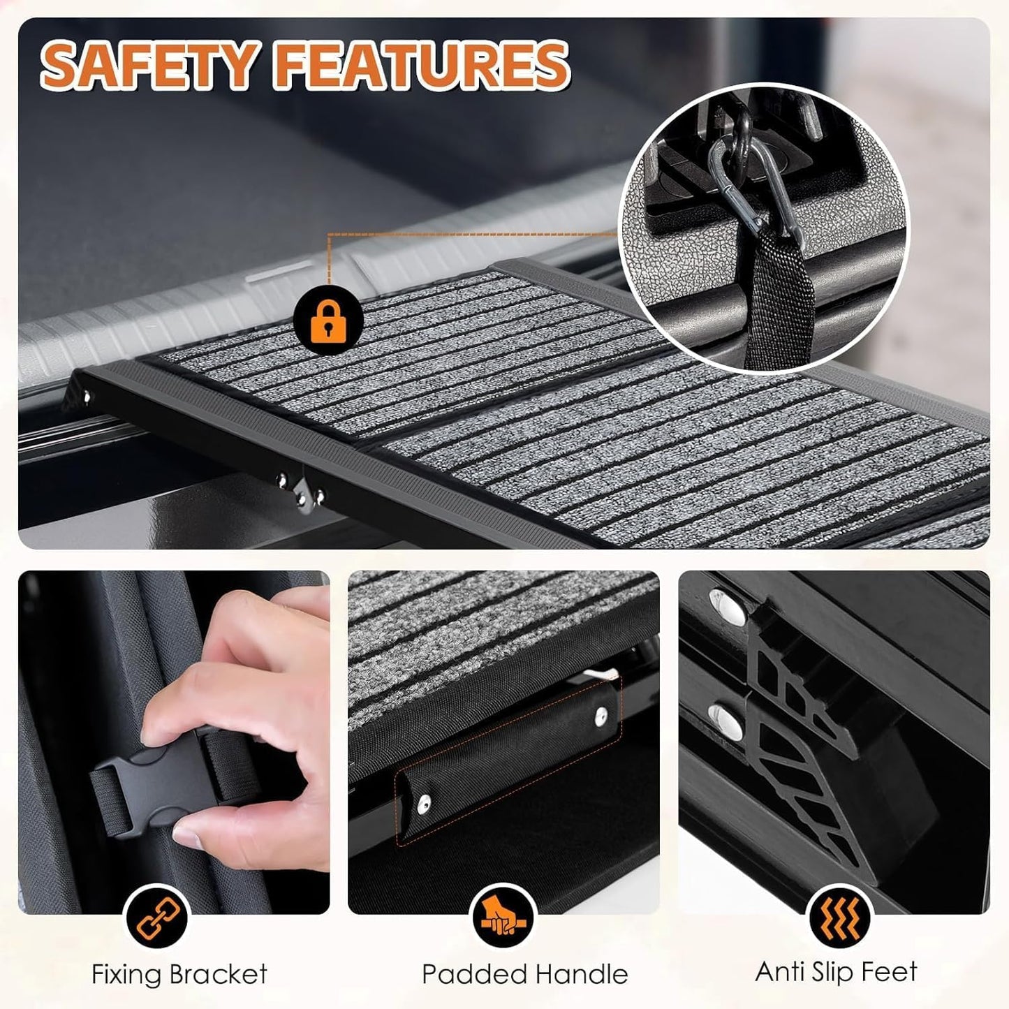 Foldable Non-Slip Aluminium Dog Car Ramp Grey Vehicle Ramps for Pets NEW