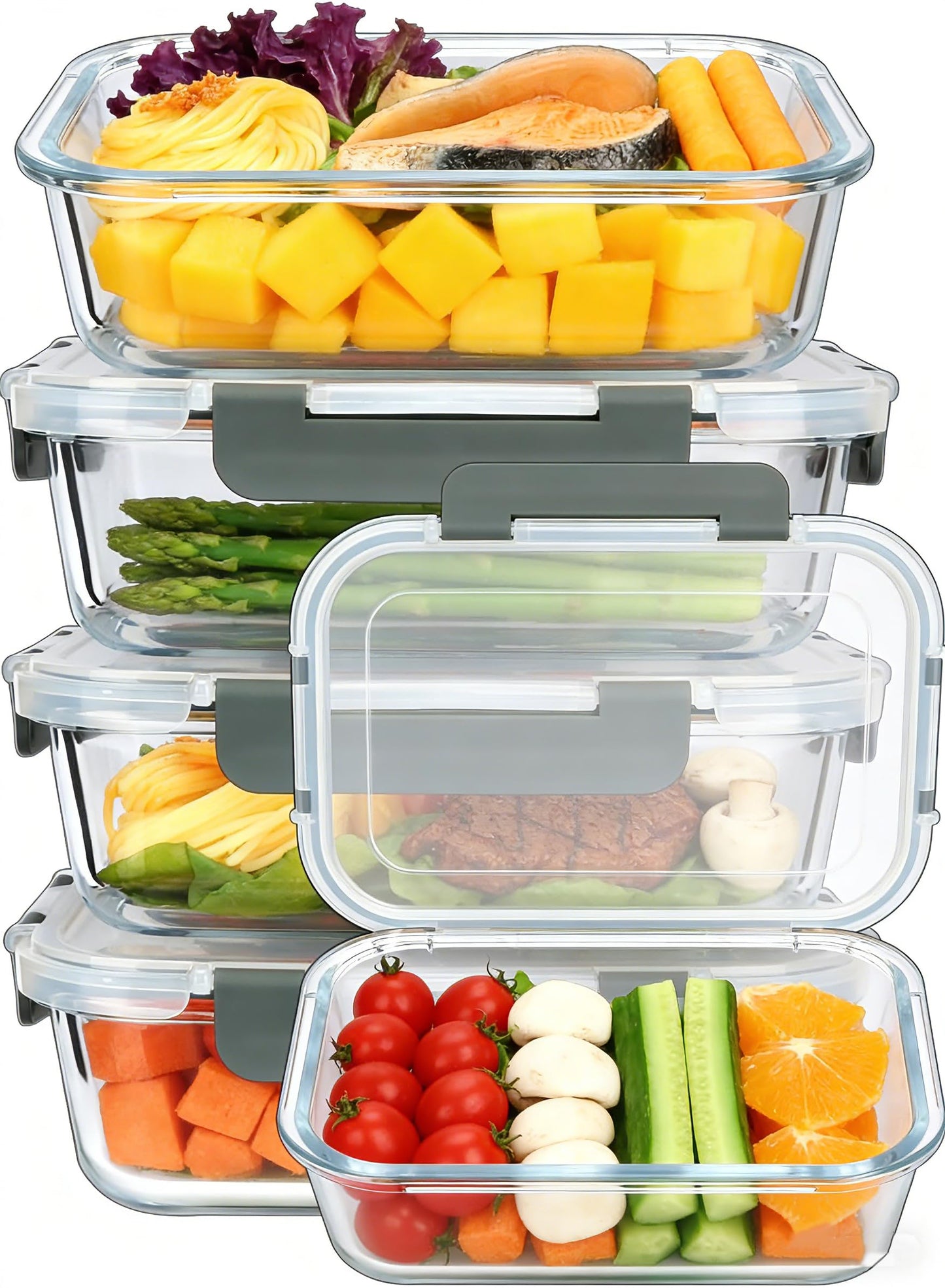 Glass Food Container Sets Storage Containers Set - Airtight, Transparent, NEW