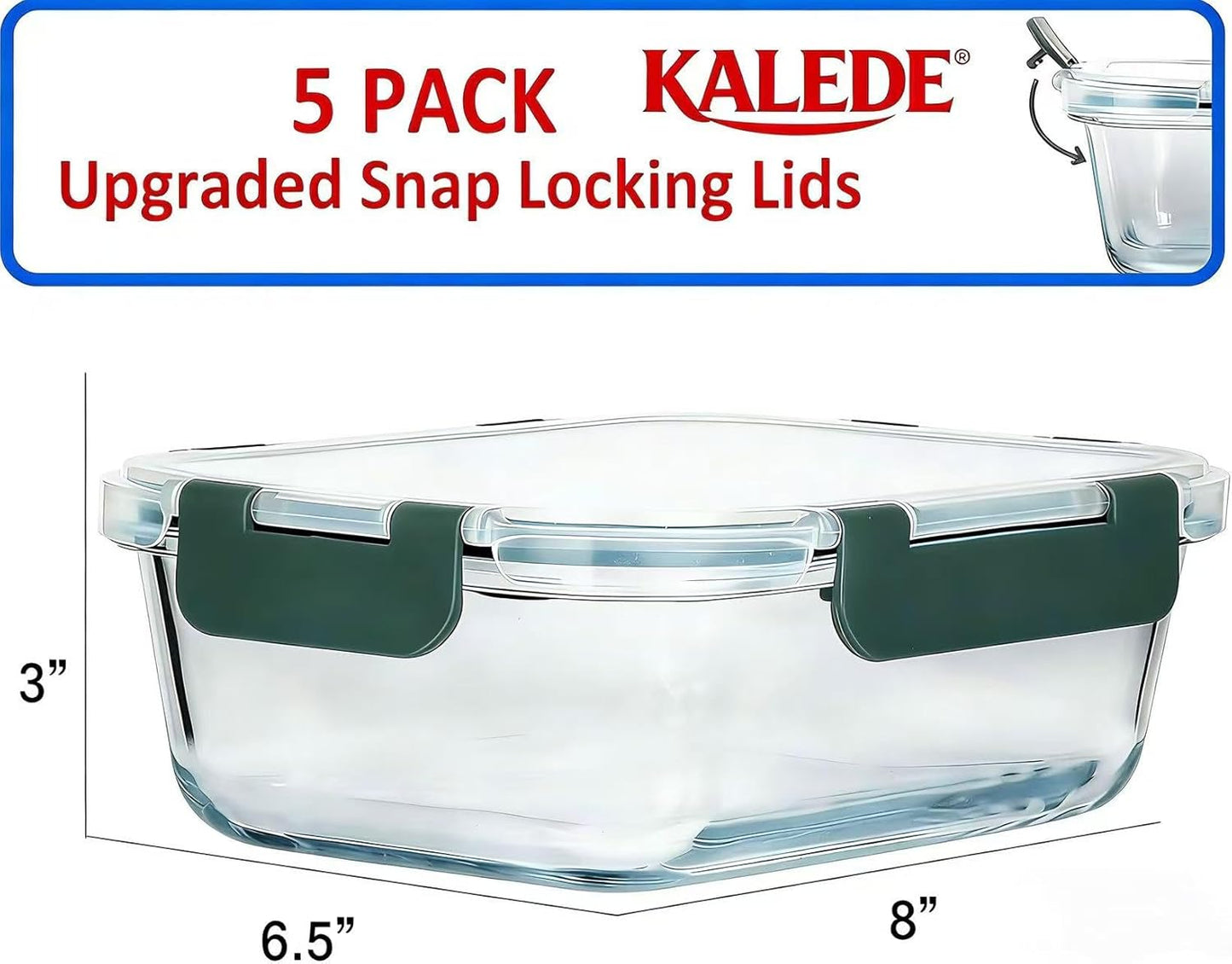 Glass Food Container Sets Storage Containers Set - Airtight, Transparent, NEW