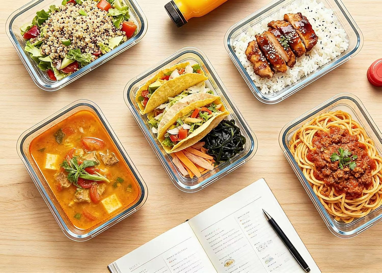 Glass Food Container Sets Storage Containers Set - Airtight, Transparent, NEW