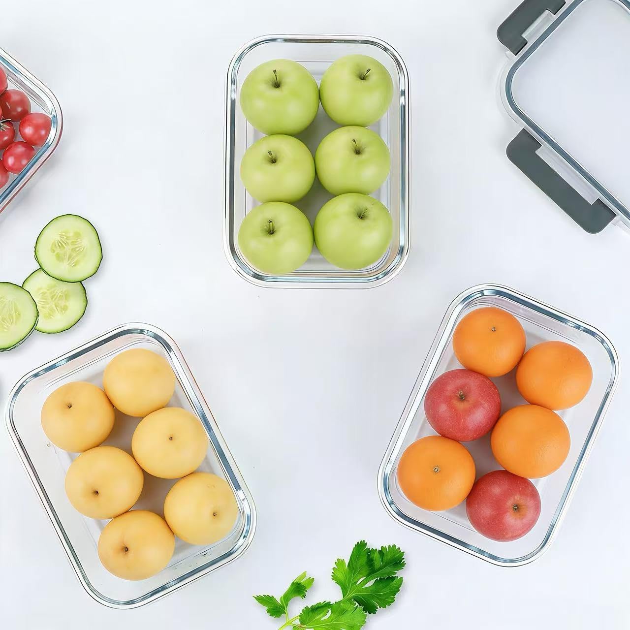 Glass Food Container Sets Storage Containers Set - Airtight, Transparent, NEW