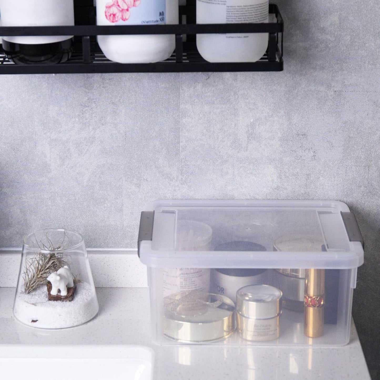 Clear Plastic Storage Bins with Lids, 3.2 Qt Open Containers, , Transparent NEW