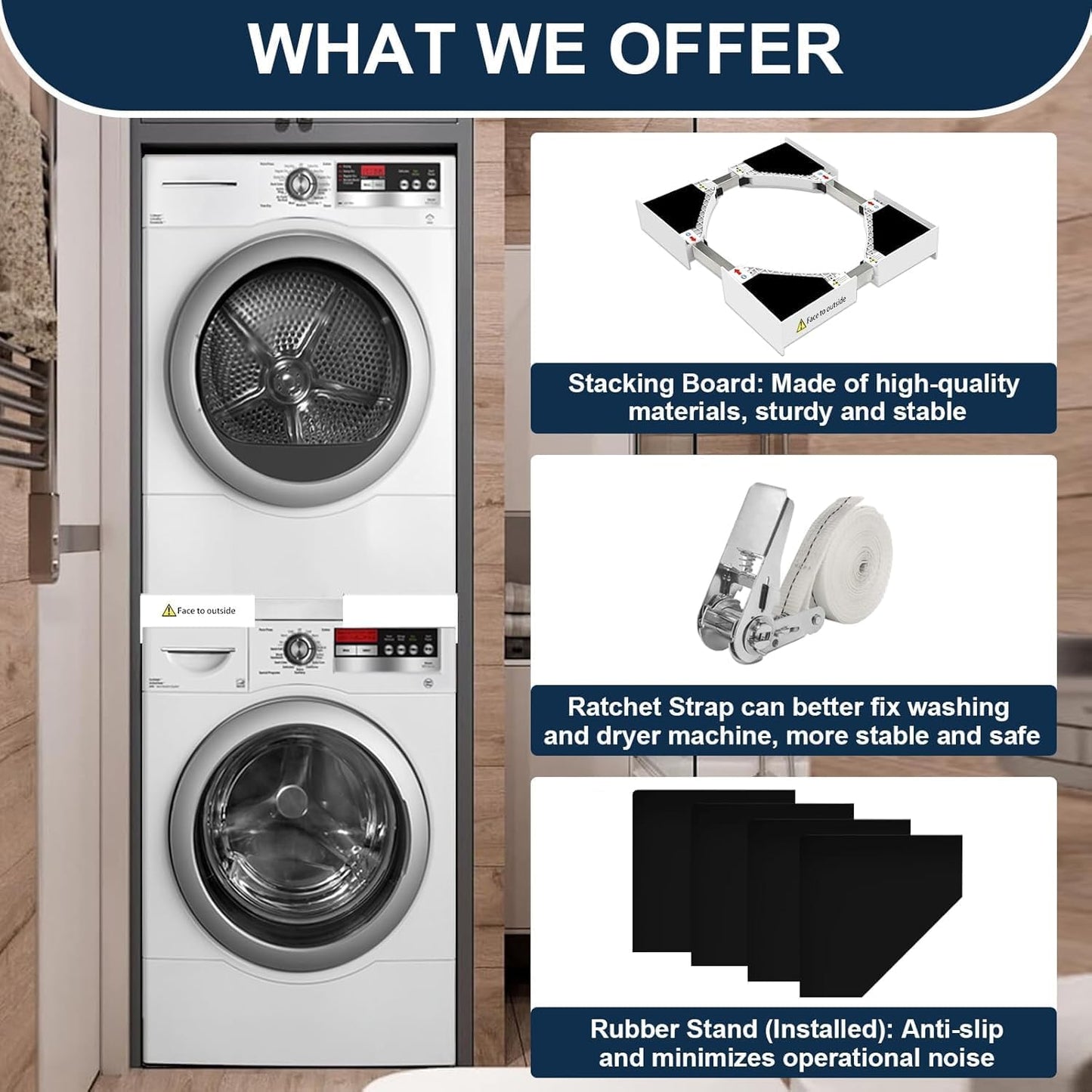 Universal Washer Laundry Dryer Stacking Kit for 24-29 Inch Appliances - NEW