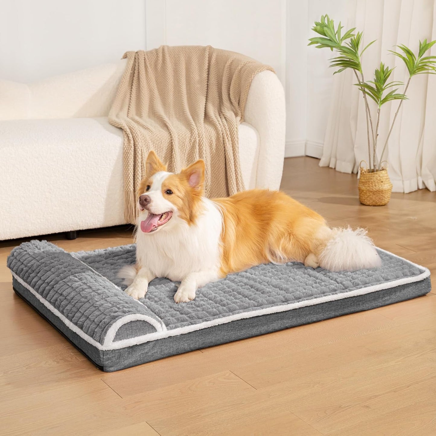 Large Orthopedic Pet Supplies Dog Bed, Waterproof & Soft, Grey, 91L x 61W NEW