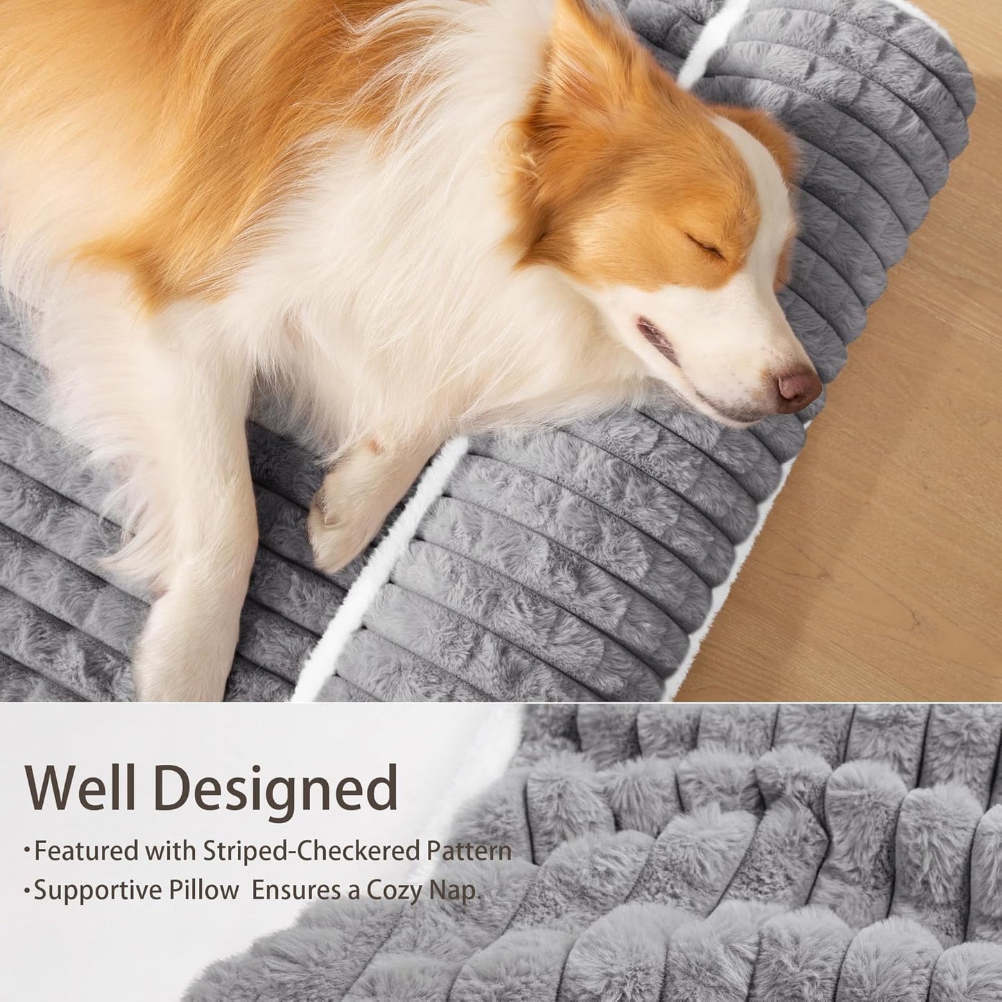 Large Orthopedic Pet Supplies Dog Bed, Waterproof & Soft, Grey, 91L x 61W NEW