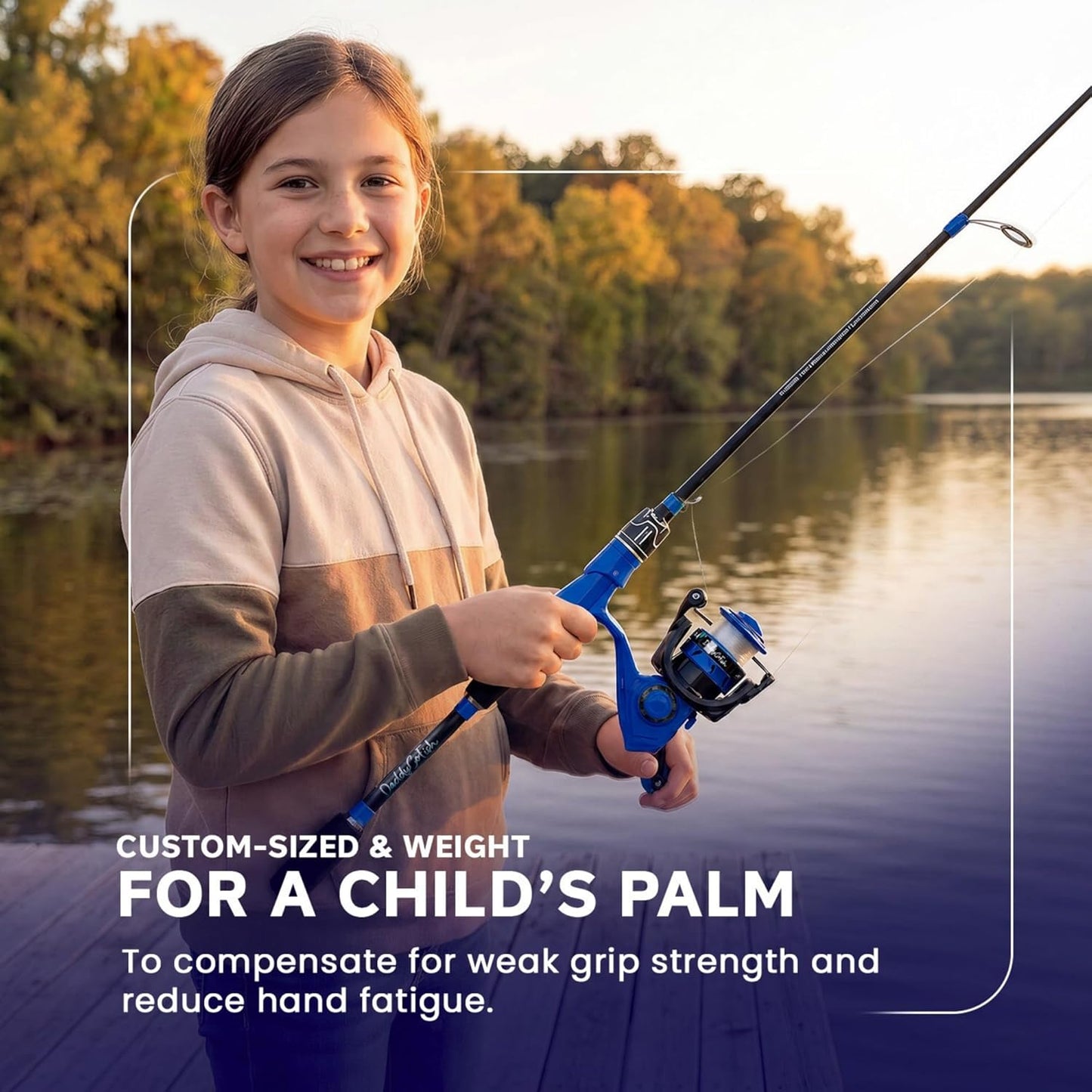 DaddyGoFish Spinning Fishing Rod and Reel Combo Set with Tackle Box Blue DEMO