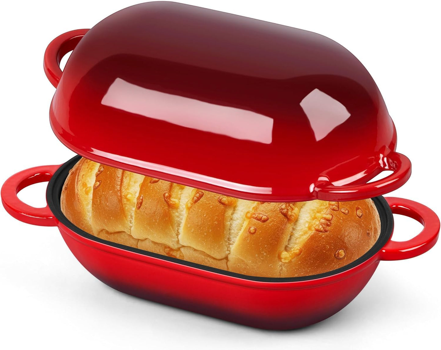 Enameled Cast Iron Dutch Oven for Bread Baking, 2.8qt, Red - Durable NEW