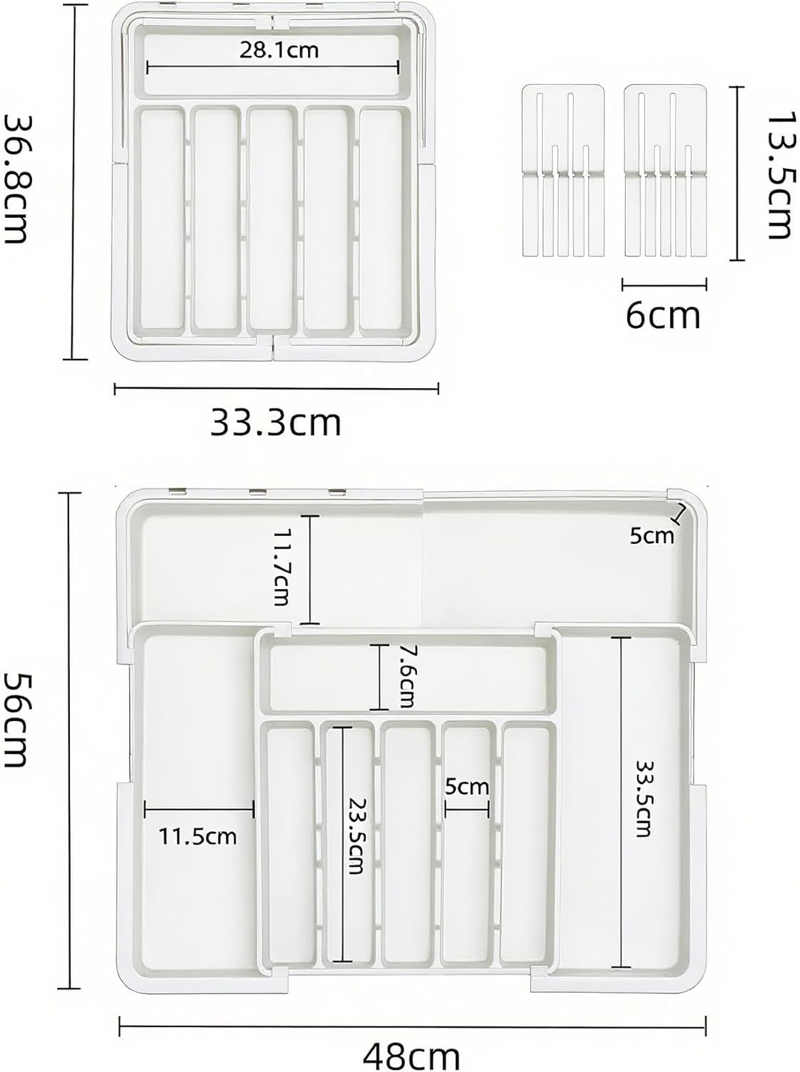 Expandable Cutlery Drawer Organizer Utensil Tray Removable Knife White DEMO