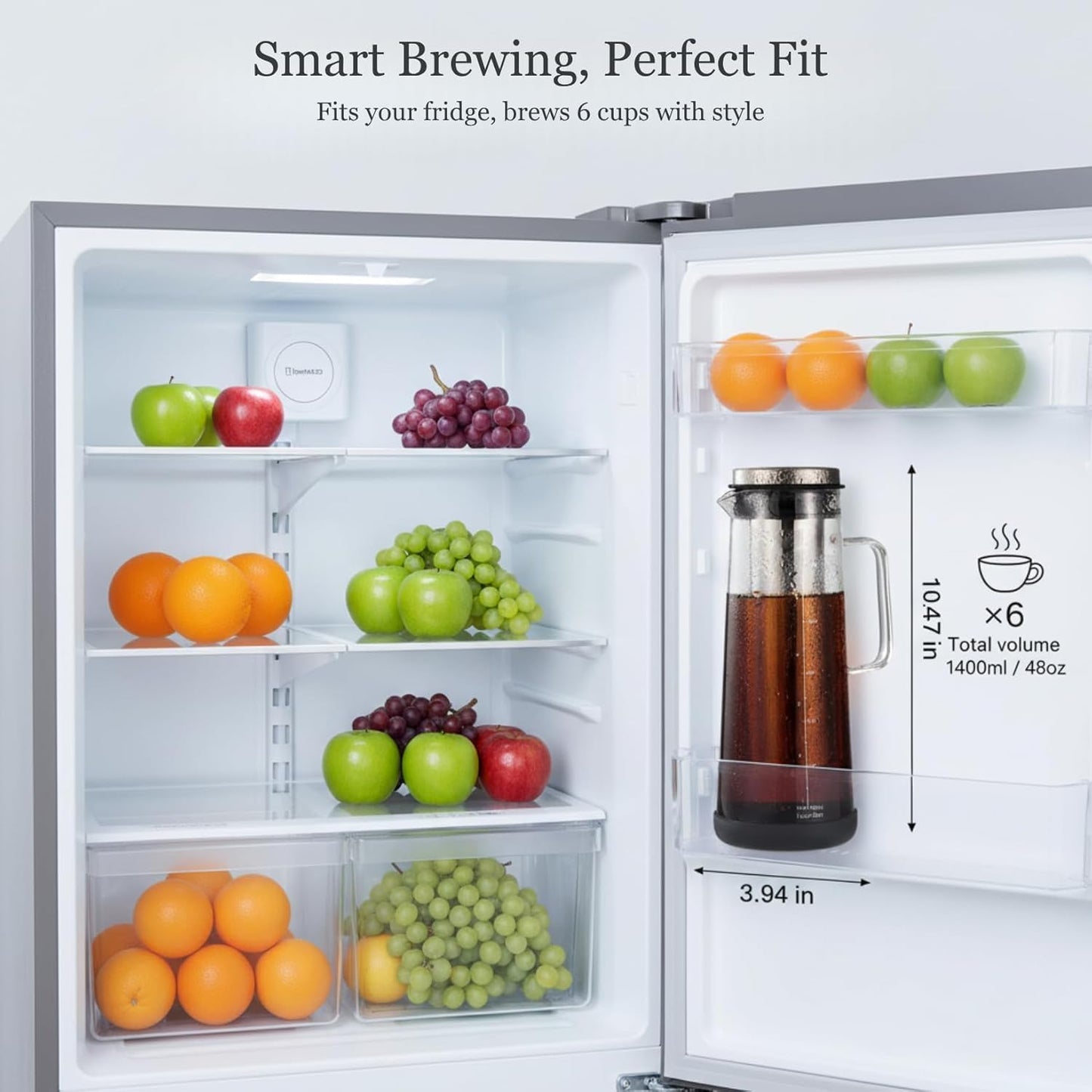 Transparent 1400mL Cold Brew Coffee Maker Iced Tea Carafe Glass Beverage NEW