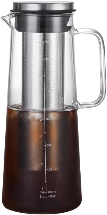 Transparent 1400mL Cold Brew Coffee Maker Iced Tea Carafe Glass Beverage NEW