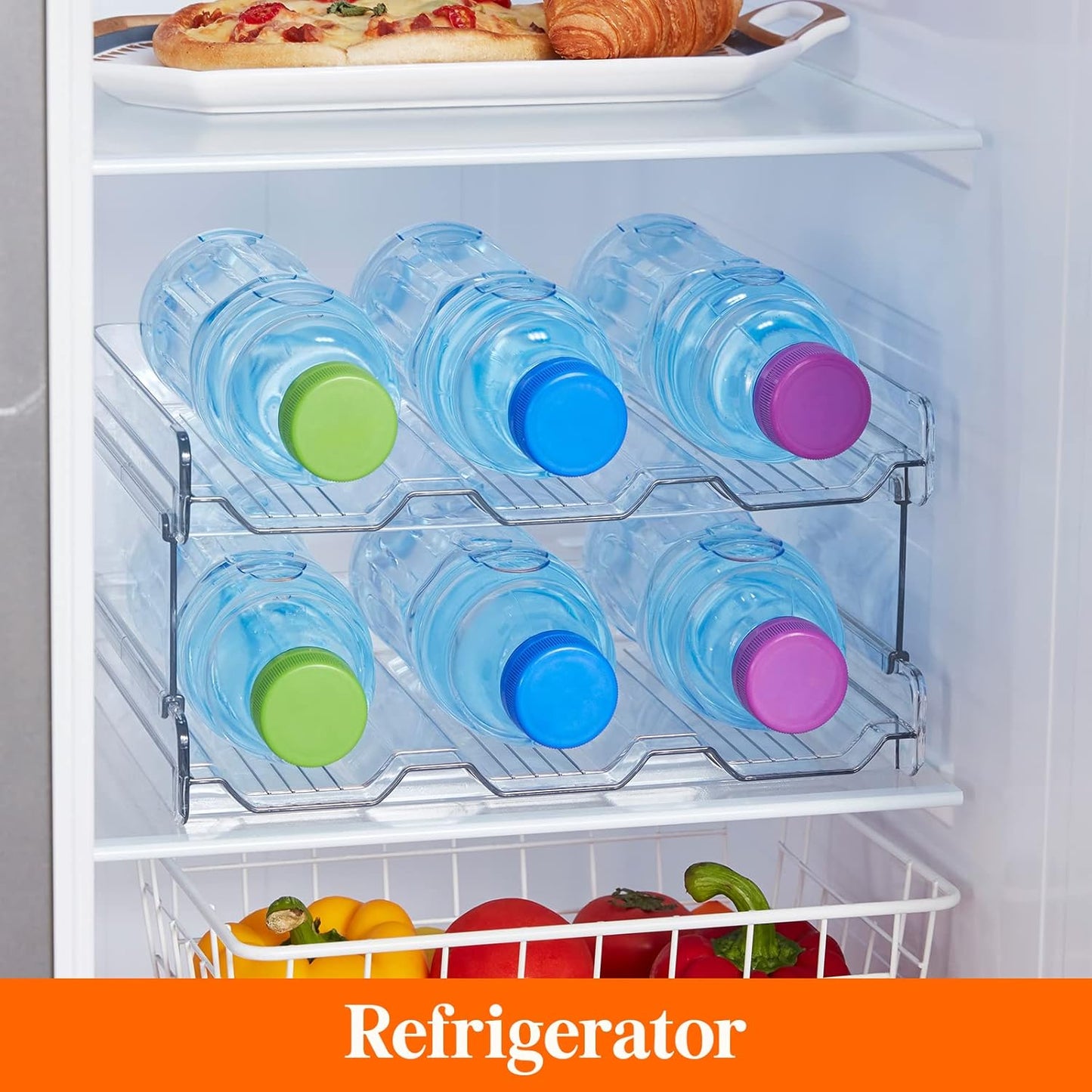 Lifewit 2 Tier-6 Bottle Stackable Water Holder Organizer, Clear Kitchen DEMO
