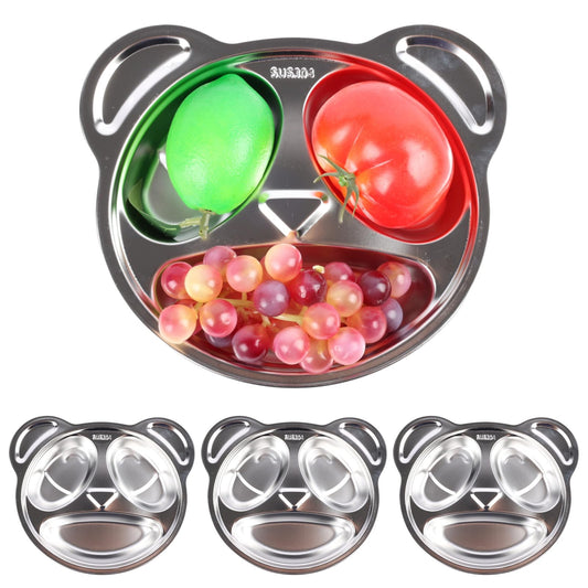Elegant Stainless Steel Panda Design Medium Silver Dinner Plates 20x20x4 DEMO