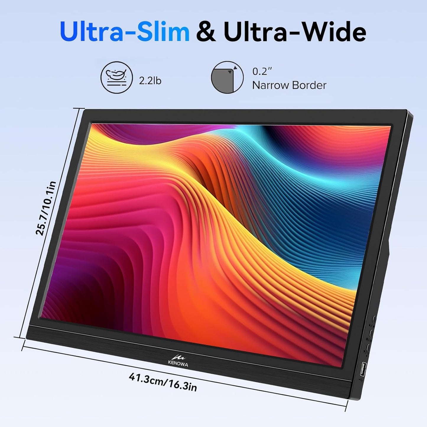 Kenowa 17.3" Monitors Portable USB-C Monitor, 1600x900 HD Display for DEMO