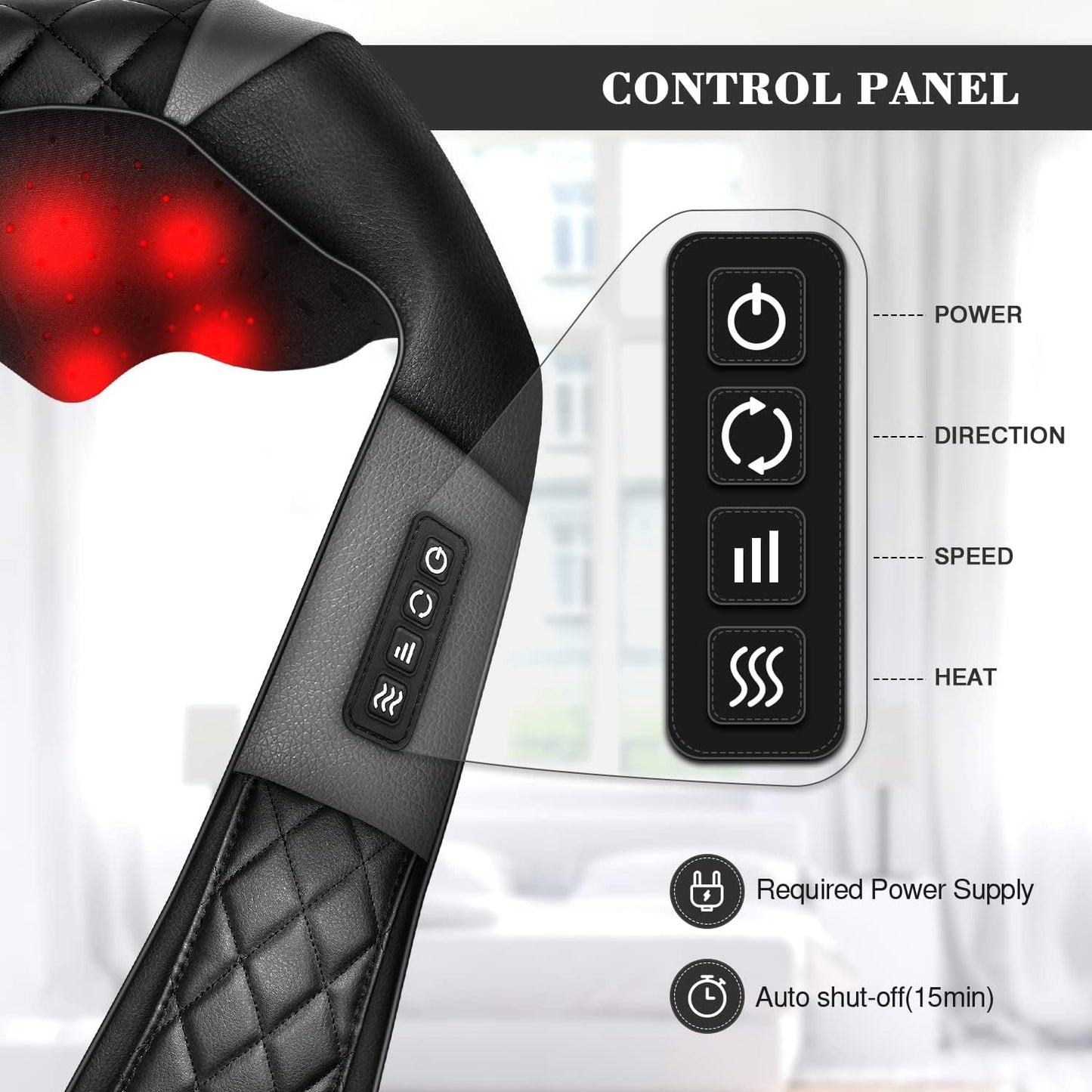 WOQQW Shiatsu Neck Shoulder Back Massager with Heat - Electric Massage DEMO