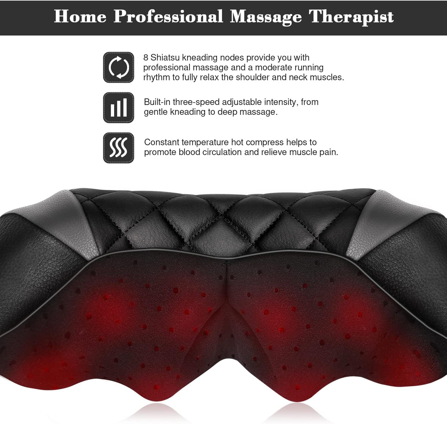 WOQQW Shiatsu Neck Shoulder Back Massager with Heat - Electric Massage DEMO